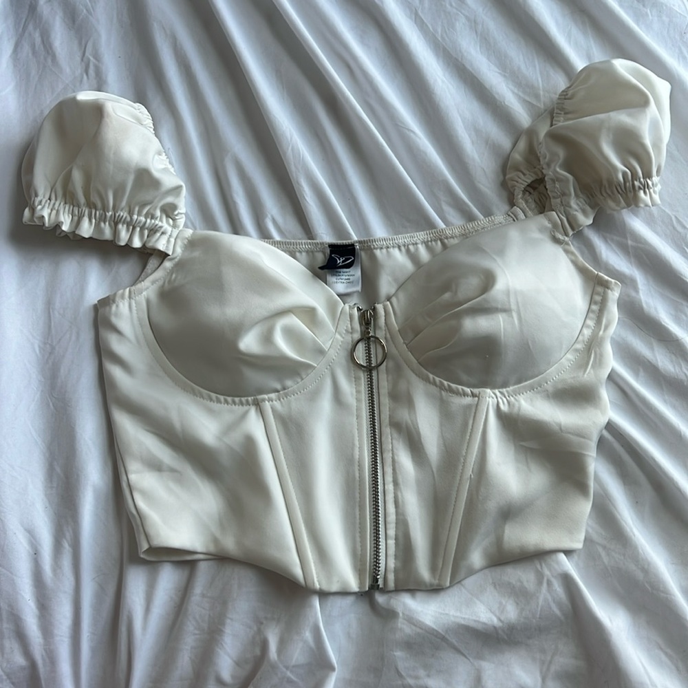 White Windsor Zip Up Corset Top!!